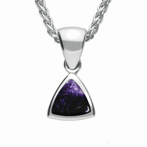 Sterling Silver Blue John Curved Triangle Small Necklace