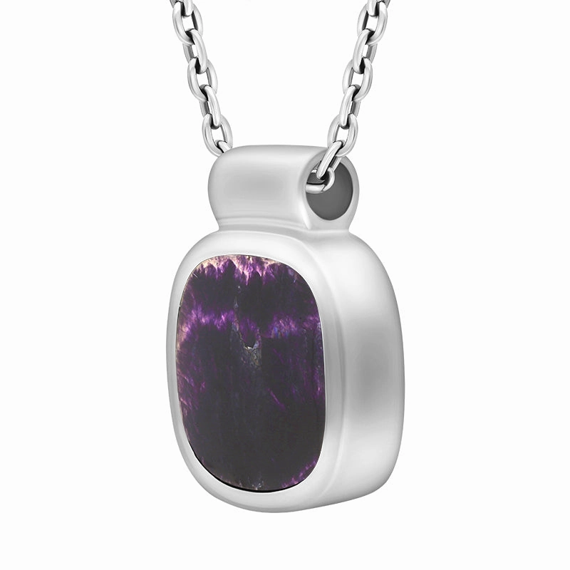 Sterling Silver Blue John Cushion Necklace D