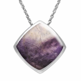 Sterling Silver Blue John Cushion Necklace