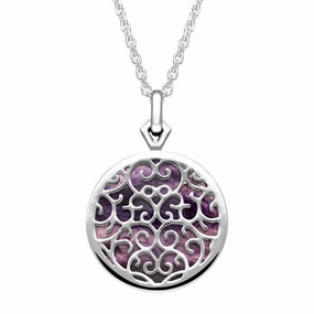 Sterling Silver Blue John Flore Filigree Necklace