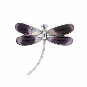 Sterling Silver Blue John Four Stone Dragonfly Brooch