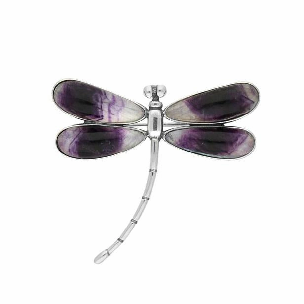 Sterling Silver Blue John Four Stone Dragonfly Brooch