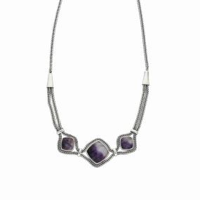 Sterling Silver Blue John Foxtail Cushion Necklace D