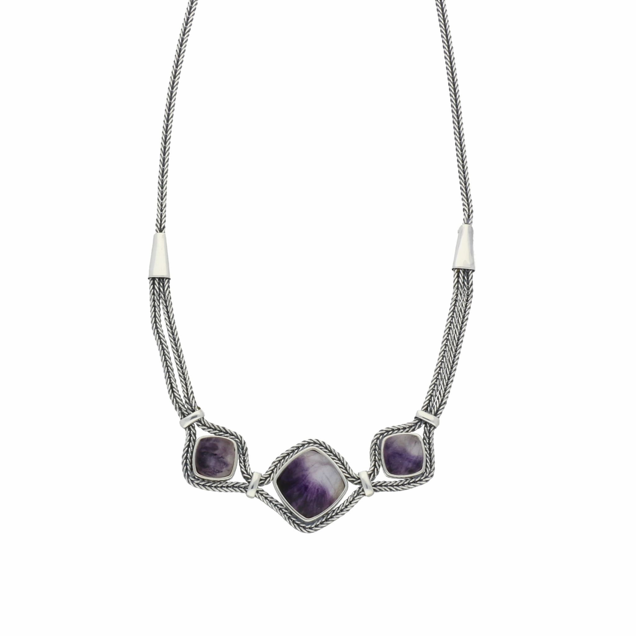Sterling Silver Blue John Foxtail Cushion Necklace D