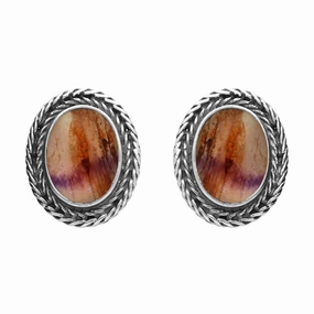 Sterling Silver Blue John Foxtail Oval Stud Earrings D