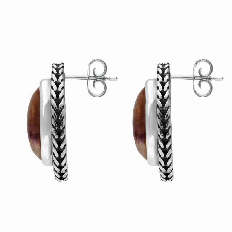 Sterling Silver Blue John Foxtail Oval Stud Earrings D