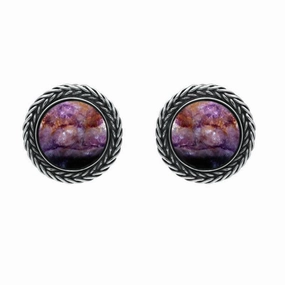 Sterling Silver Blue John Foxtail Round Stud Earrings D