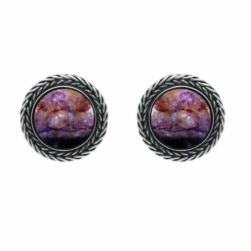 Sterling Silver Blue John Foxtail Round Stud Earrings D