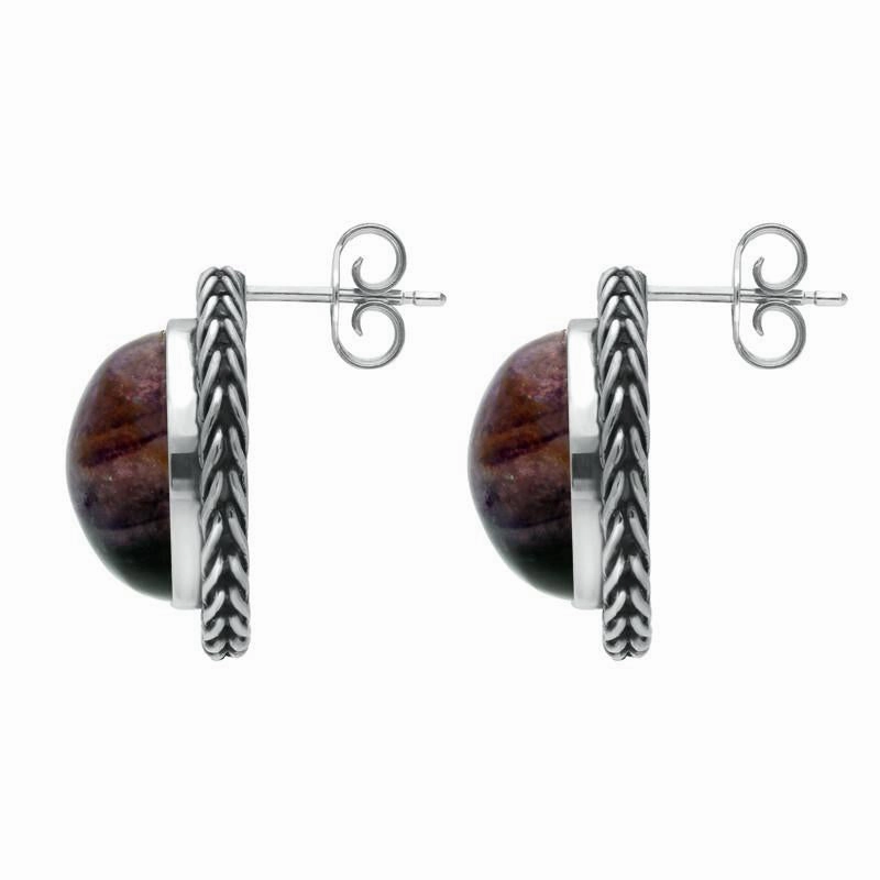 Sterling Silver Blue John Foxtail Round Stud Earrings D