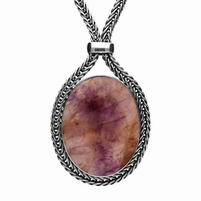 Sterling Silver Blue John Foxtail Small Oval Necklace D