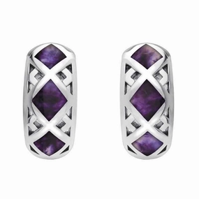 Sterling Silver Blue John Geometric Hoop Earrings