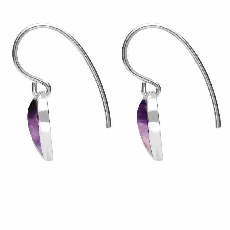 Sterling Silver Blue John Half Stone Heart Hook Earrings