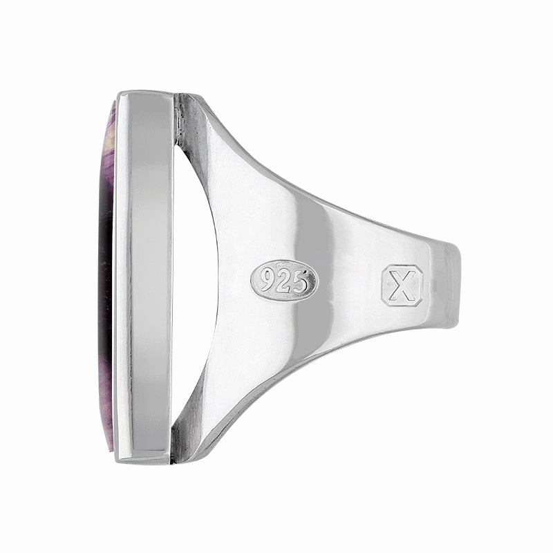 Sterling Silver Blue John Hallmark Medium Oblong Ring