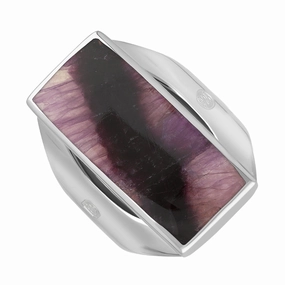 Sterling Silver Blue John Hallmark Medium Oblong Ring