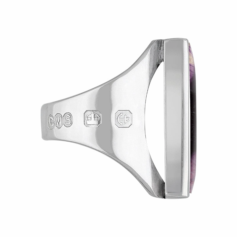 Sterling Silver Blue John Hallmark Medium Oblong Ring
