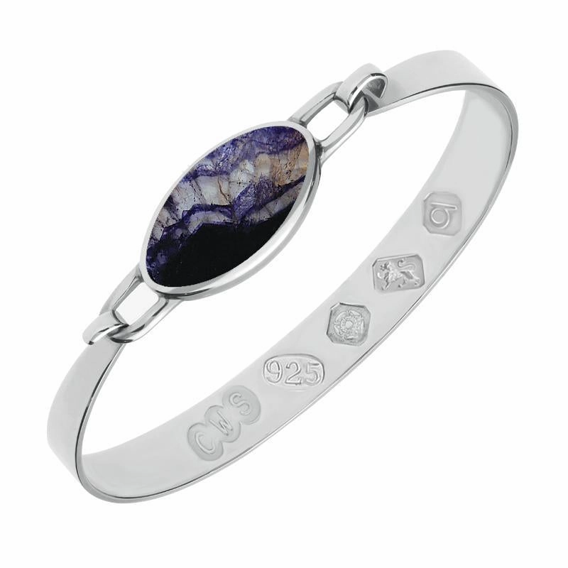 Sterling Silver Blue John Hallmark Wide Oval Bangle