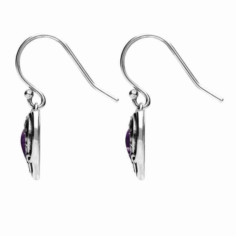 Sterling Silver Blue John Heart in Heart Drop Hook Earrings