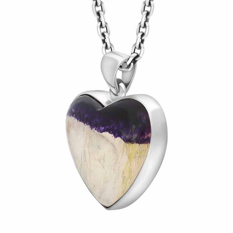 Sterling Silver Blue John Heart Necklace D