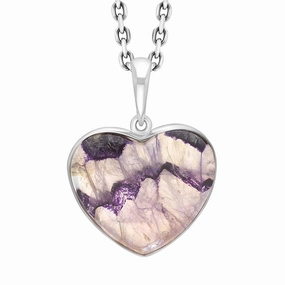 Sterling Silver Blue John Heart Necklace D