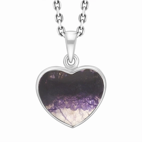 Sterling Silver Blue John Heart Necklace D