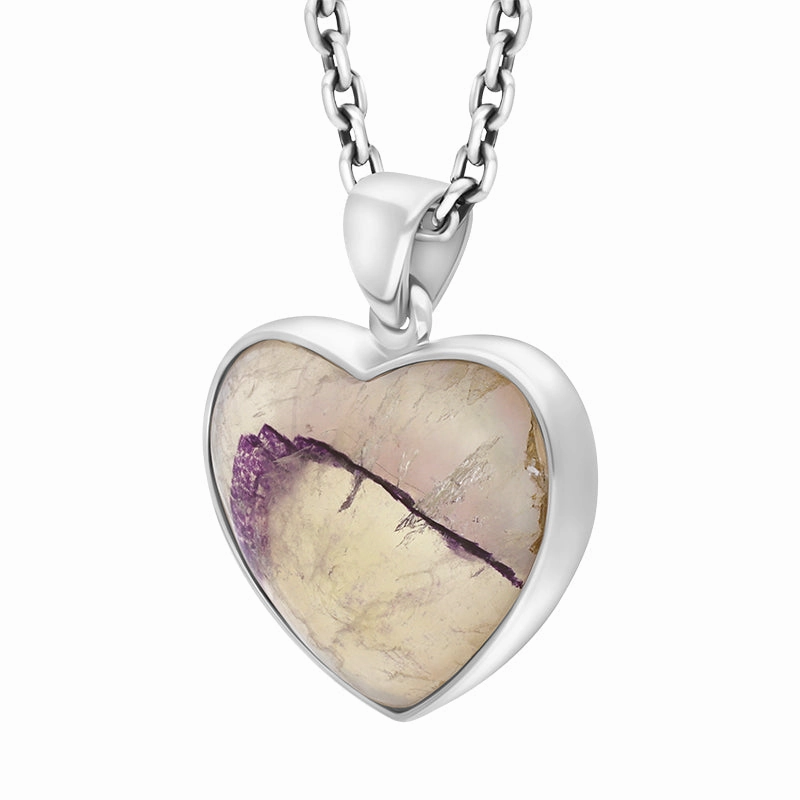 Sterling Silver Blue John Heart Pendant Necklace D