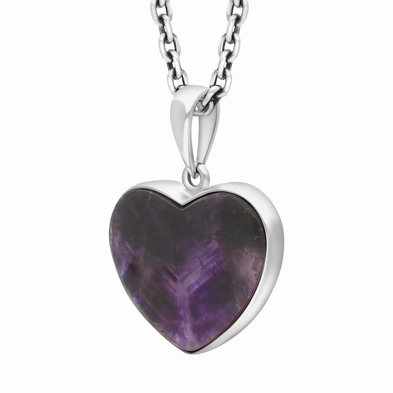 Sterling Silver Blue John Heart Pendant Necklace D