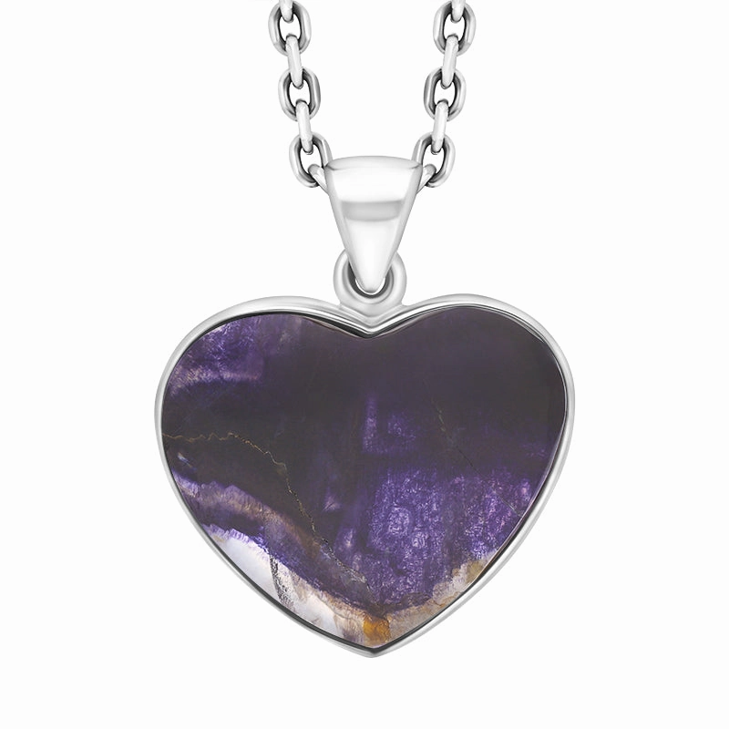 Sterling Silver Blue John Heart Pendant Necklace D