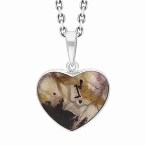 Sterling Silver Blue John Heart Pendant Necklace D