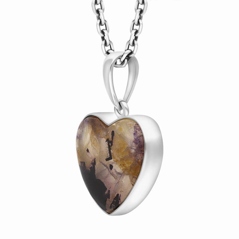 Sterling Silver Blue John Heart Pendant Necklace D