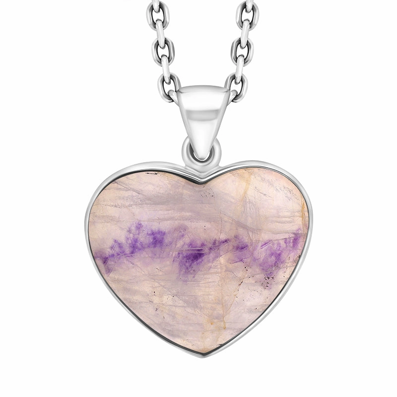 Sterling Silver Blue John Heart Pendant Necklace D