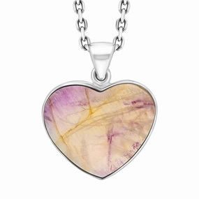 Sterling Silver Blue John Heart Pendant Necklace D