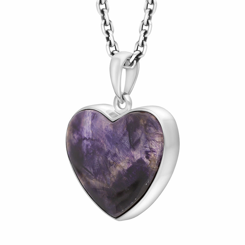 Sterling Silver Blue John Heart Pendant Necklace D