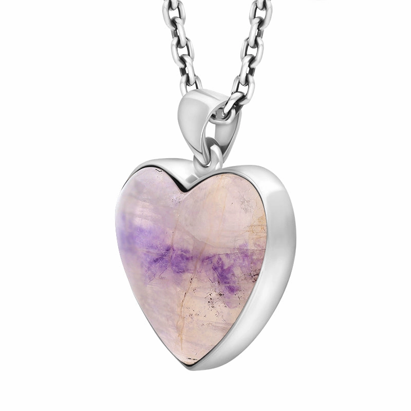 Sterling Silver Blue John Heart Pendant Necklace D