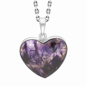 Sterling Silver Blue John Heart Pendant Necklace D