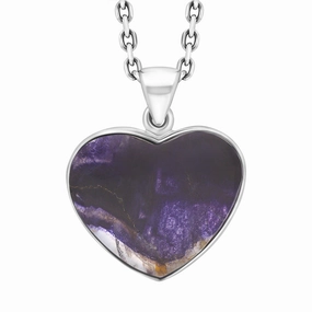 Sterling Silver Blue John Heart Pendant Necklace D