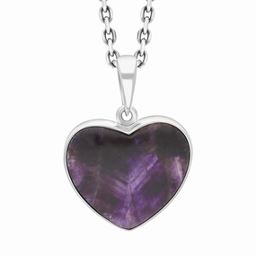 Sterling Silver Blue John Heart Pendant Necklace D