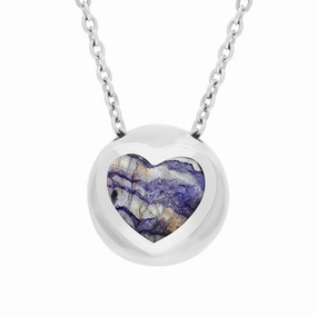 Sterling Silver Blue John Heart Sphere Necklace