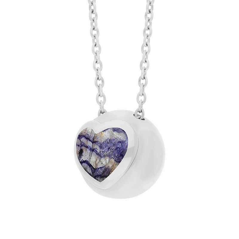 Sterling Silver Blue John Heart Sphere Necklace