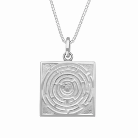 Sterling Silver Blue John House & Garden Solid Square Maze Necklace D