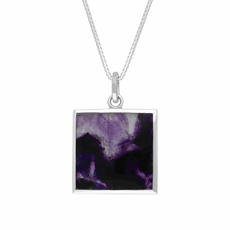 Sterling Silver Blue John House & Garden Solid Square Maze Necklace D