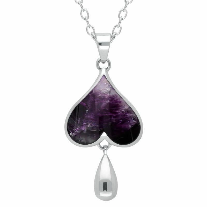 Sterling Silver Blue John Inverted Heart Teardrop Necklace