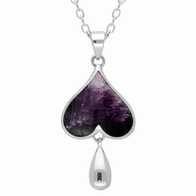 Sterling Silver Blue John Inverted Heart Teardrop Necklace