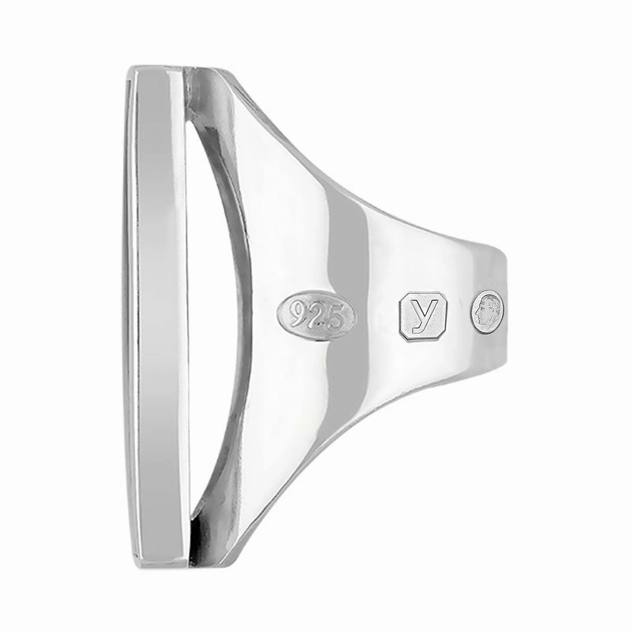 Sterling Silver Blue John King's Coronation Hallmark Large Oblong Ring D