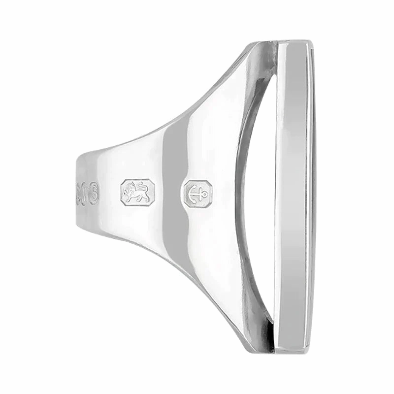 Sterling Silver Blue John King's Coronation Hallmark Large Oblong Ring D