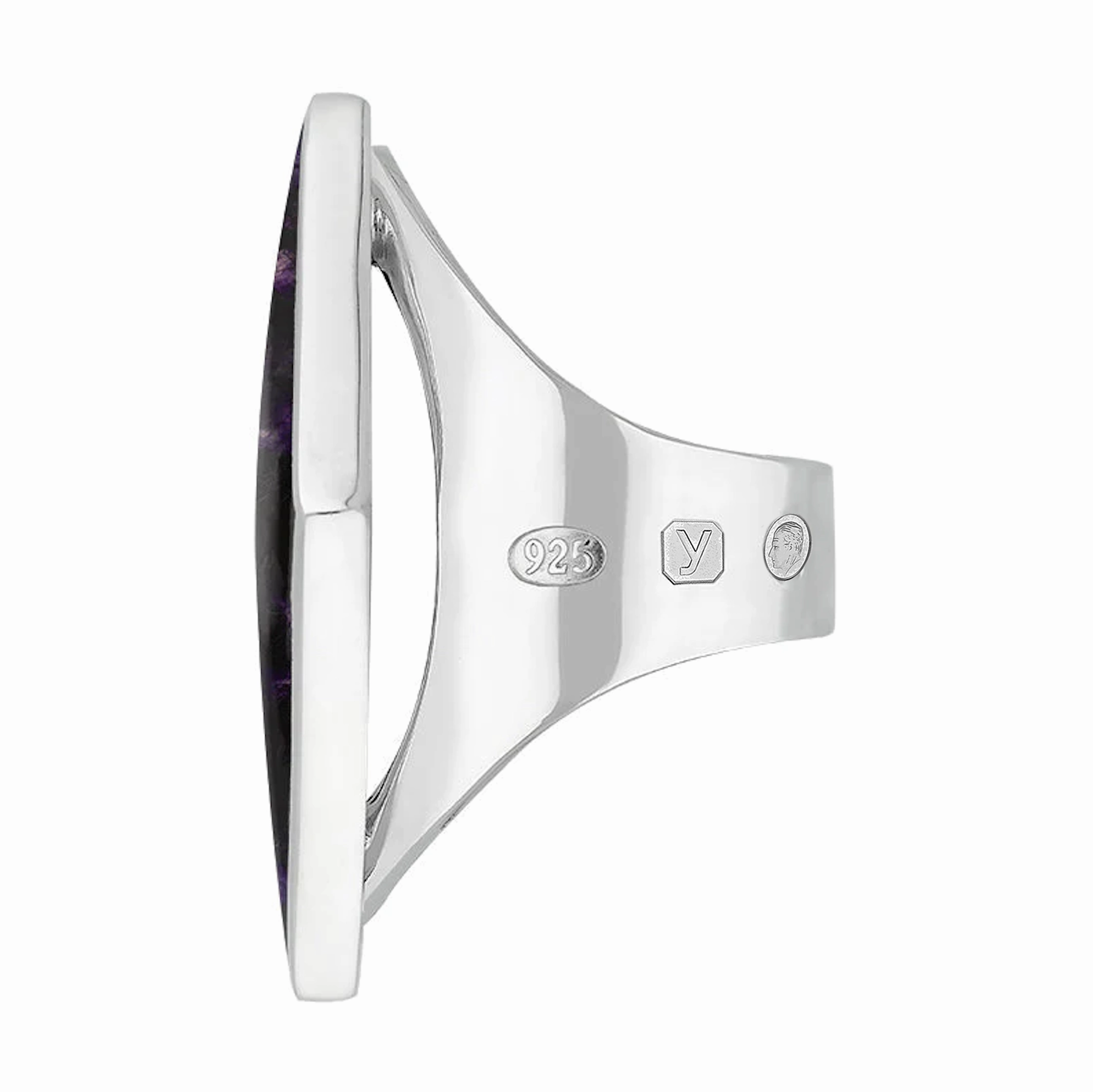 Sterling Silver Blue John King's Coronation Hallmark Large Rhombus Ring D