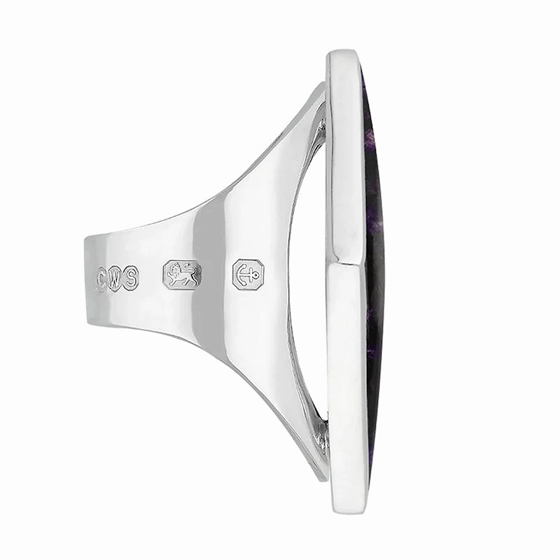 Sterling Silver Blue John King's Coronation Hallmark Large Rhombus Ring D