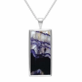 Sterling Silver Blue John Large Oblong Necklace
