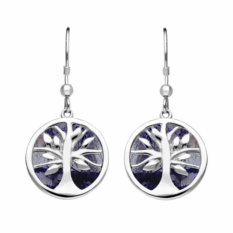 Sterling Silver Blue John Large Round Tree of Life Two Piece Set