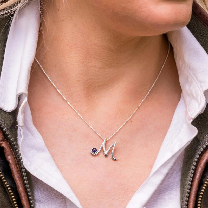 Sterling Silver Blue John Love Letters Initial M Necklace