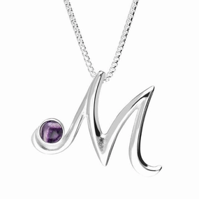 Sterling Silver Blue John Love Letters Initial M Necklace